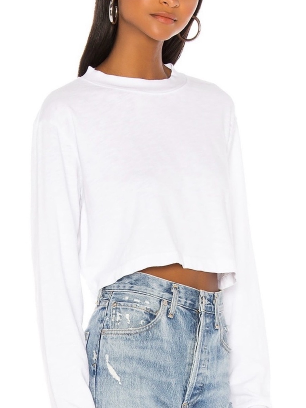 100% Cotton Cropped Long-Sleeve Tee